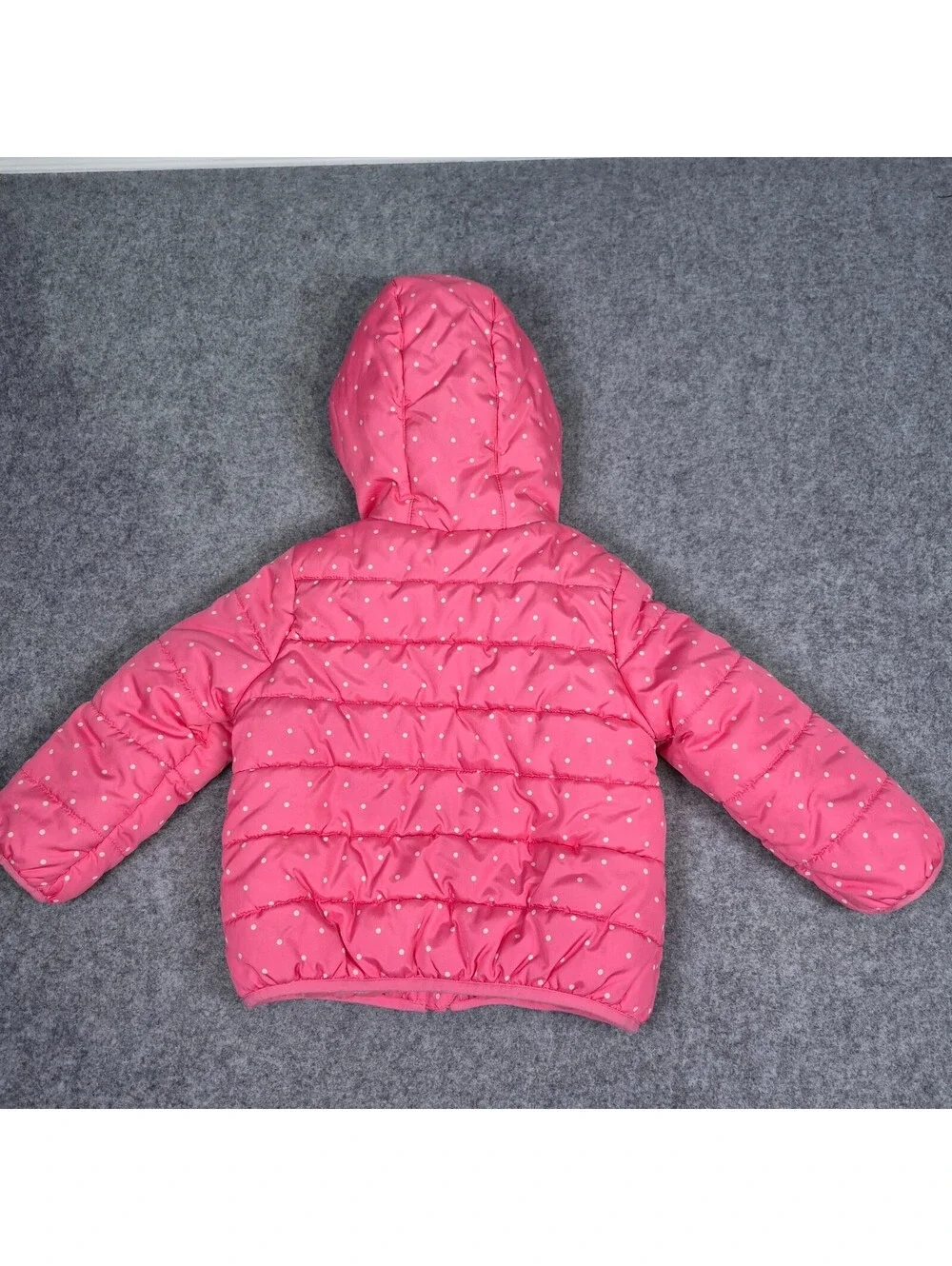 Carter’s Pink Quilted Polka Dot Puffer Jacket 24M Fleece Lined Winter Coat